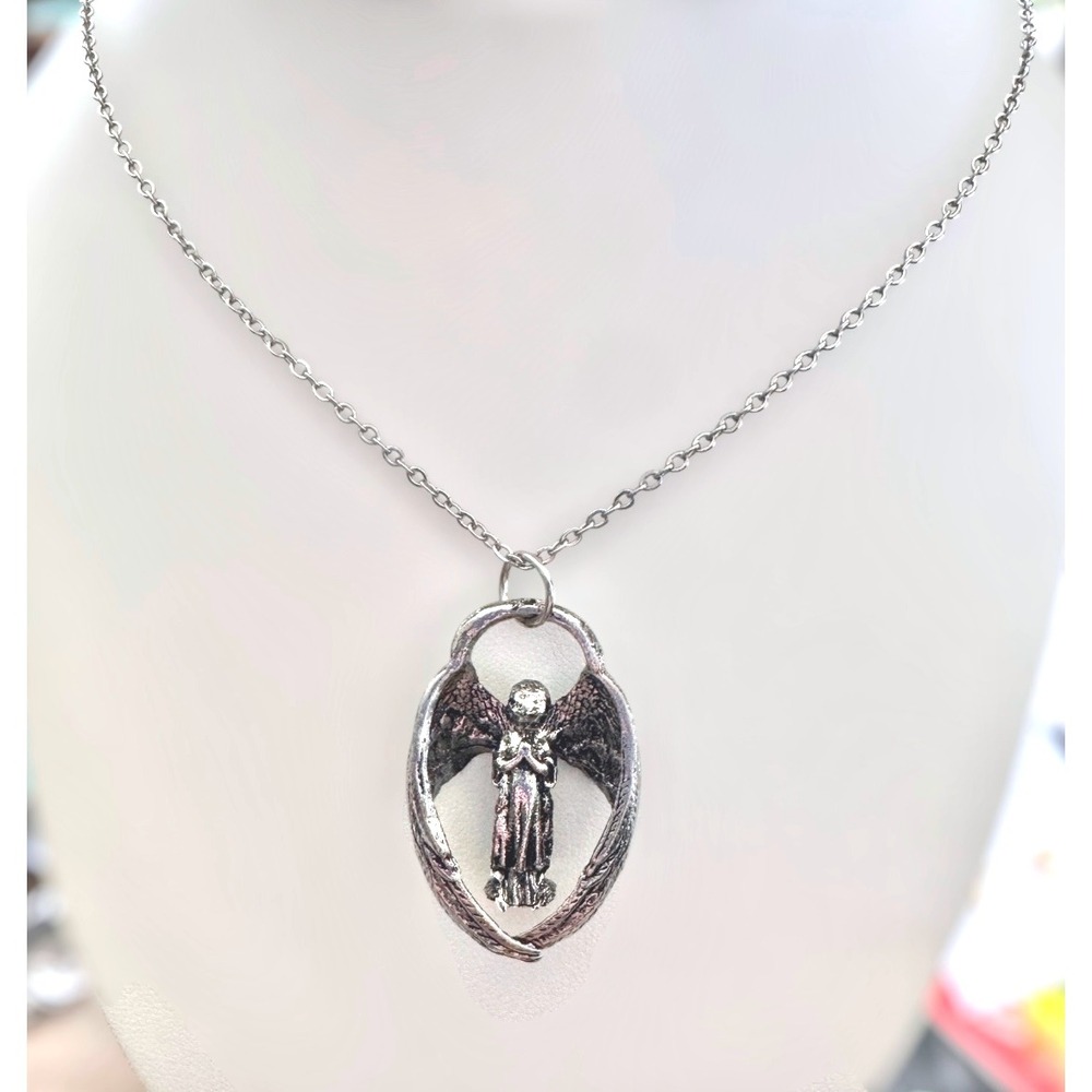 Angel Wing Necklace New Silver Tone Guardian Angel Pendant Protectionβ Jewelry